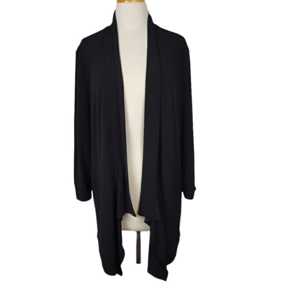 ‎Chicos Womens Black Cardigan Waterfall Size 3